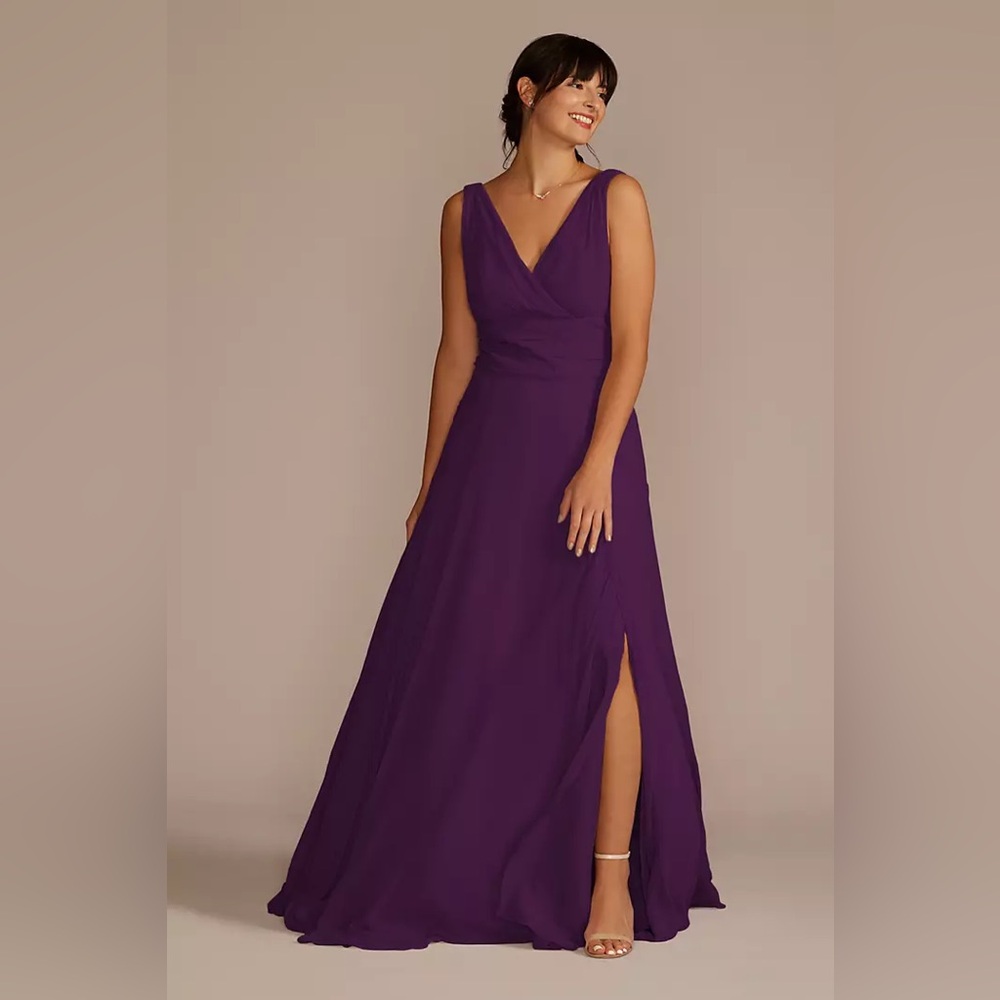 LONG CHIFFON SURPLICE TANK DRESS